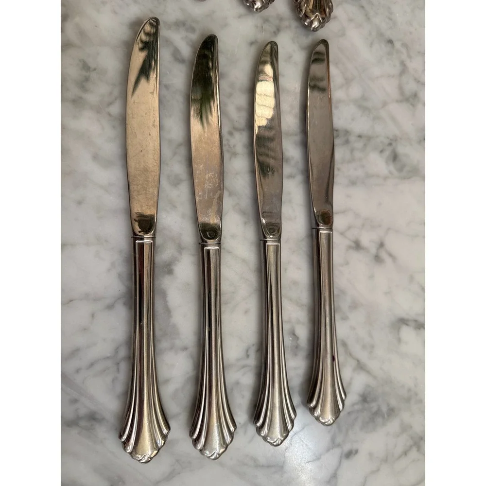 Oneida Bancroft Stainless Steel Flatware Set 39pc Service for 8 USA Art Deco EUC